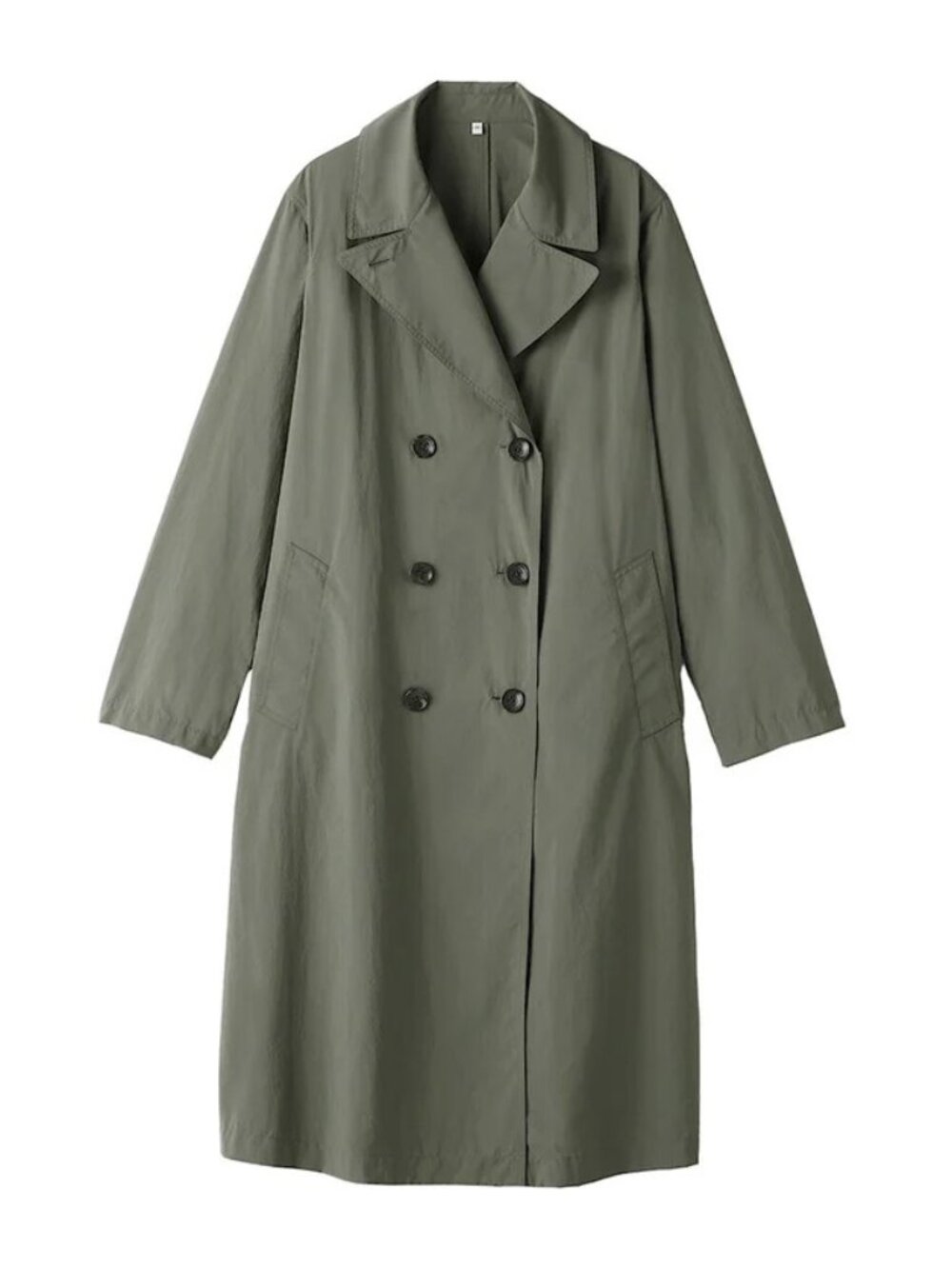 MUJI Women's Water Repellent Trench Coat, Smoky Green - NWOT